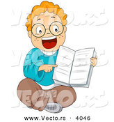 Vector of Cartoon Boy Pointing at Page Within a School Book by BNP Design Studio