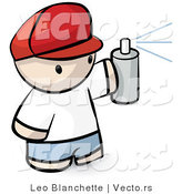 Vector of Cartoon Boy Spraying Paint from Can by Leo Blanchette
