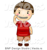 Vector of Cartoon Boy Zipping His Zipper Lips Close by BNP Design Studio