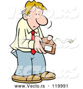 Vector of Cartoon Broke Guy Opening an Empty Wallet by Johnny Sajem