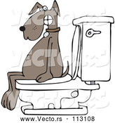 Vector of Cartoon Brown Dog Pooping on a Toilet by Djart