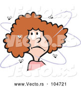Vector of Cartoon Bugged Brunette Lady with Flies by Johnny Sajem