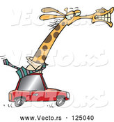 Vector of Cartoon Business Rhino Commuting by Car by Toonaday