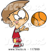 Vector of Cartoon Caucasian Boy Shooting a Basketball by Toonaday