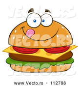 Vector of Cartoon Cheeseburger Character Licking His Lips by Hit Toon