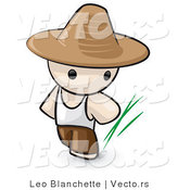 Vector of Cartoon Chinese Farmer Guy Wearing Hat by Leo Blanchette