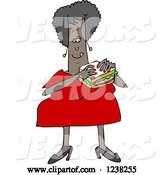Vector of Cartoon Chubby Black Lady Eating a Bologna Sandwich by Djart