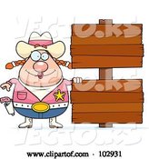 Vector of Cartoon Chubby Cowgirl by Double Wooden Signs by Cory Thoman