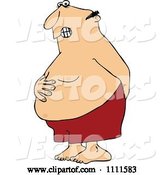 Vector of Cartoon Chubby Guy Holding His Tunny and Butt and Trying to Hold in a Bowel Movement by Djart