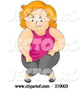 Vector of Cartoon Chubby Lady Trying to Squeeze into a Small Top by BNP Design Studio