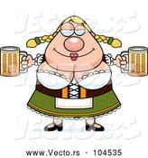 Vector of Cartoon Chubby Oktoberfest German Lady Holding Two Beers by Cory Thoman