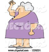 Vector of Cartoon Chubby Senior White Lady Holding up a Fist, with Her Arms Sagging by Djart