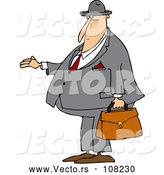 Vector of Cartoon Chubby White Debt Collector or Business Man Holding His Hand out for Payment by Djart