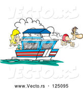 Vector of Cartoon Couple on Their House Boat by Toonaday