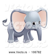 Vector of Cartoon Cute African Safari Elephant by AtStockIllustration