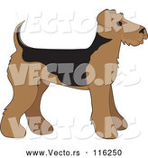 Vector of Cartoon Cute Airedale Terrier Puppy Dog in Profile by Maria Bell