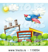 Vector of Cartoon Cute Airplane over a Factory 2 by Graphics RF