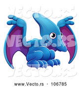 Vector of Cartoon Cute Blue and Purple Pterodactyl Dinosaur by AtStockIllustration