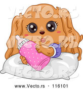 Vector of Cartoon Cute Cocker Spaniel Puppy with a Bottle by BNP Design Studio