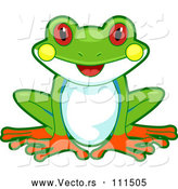 Vector of Cartoon Cute Happy Tree Frog Sitting by BNP Design Studio