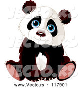 Vector of Cartoon Cute Panda Cub Sitting by Pushkin