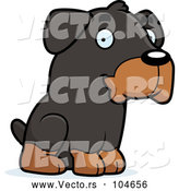 Vector of Cartoon Cute Rottweiler Puppy Dog Sitting by Cory Thoman