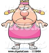 Vector of Cartoon Depressed Plump White Gym Lady by Cory Thoman