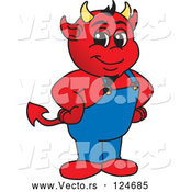Vector of Cartoon Devil Mascot with His Hands on His Hips by Toons4Biz