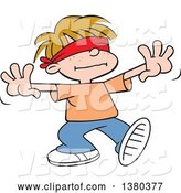 Vector of Cartoon Dirty Blond White Boy Playing Blind Mans Buff by Johnny Sajem