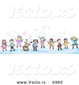 Vector of Cartoon Doodled Kids Playing in the Snow by BNP Design Studio