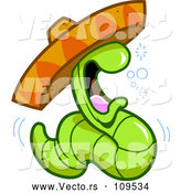 Vector of Cartoon Drunk Tequila Worm Wearing a Mexican Sombrero Hat by Clip Art Mascots