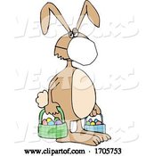 Vector of Cartoon Easter Bunny Wearing a Covid-19 N95 Mask by Djart