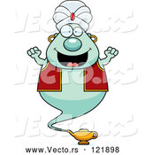 Vector of Cartoon Excited Chubby Green Genie by Cory Thoman