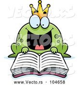 Vector of Cartoon Excited Frog Prince Reading a Fairy Tale Book by Cory Thoman