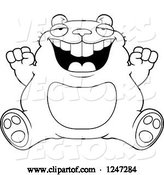 Vector of Cartoon Fat Hamster Sitting and Cheering by Cory Thoman