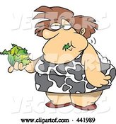 Vector of Cartoon Fat Lady Eating a Head of Lettuce by Toonaday