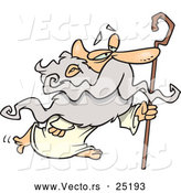 Vector of Cartoon Father Time Walking with Cane by Toonaday