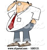 Vector of Cartoon Frustrated Business Man Trying to Pull His Pants up over His Belly by Djart