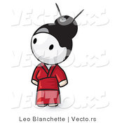 Vector of Cartoon Geisha Girl Looking up and to the Left by Leo Blanchette