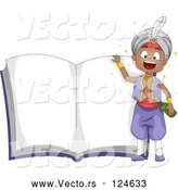 Vector of Cartoon Genie Boy over an Open Story Book by BNP Design Studio