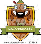 Vector of Cartoon German Oktoberfest Dachshund Dog Wearing Lederhosen Shield by Cory Thoman