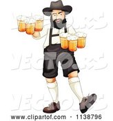 Vector of Cartoon German Oktoberfest Guy with Beer by