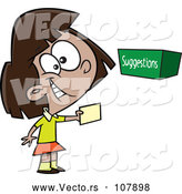 Vector of Cartoon Girl Putting a Note in a Suggestion Box by Toonaday