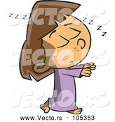 Vector of Cartoon Girl Sleep Walking by Toonaday