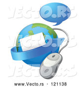 Vector of Cartoon Globe with Email an Arrow Computer Mouse and Chat Balloon by