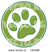 Vector of Cartoon Green and White Dog Paw Print Circle by Hit Toon