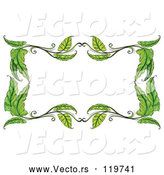 Vector of Cartoon Green Leaf Frame by