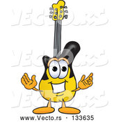 Vector of Cartoon Guitar Mascot Character with Welcoming Open Arms by Mascot Junction