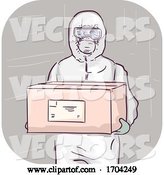 Vector of Cartoon Guy Body Protective Suit Carry Box Illustration by BNP Design Studio
