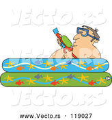 Vector of Cartoon Guy Holding a Squirt Gun in a Kiddie Pool by Djart